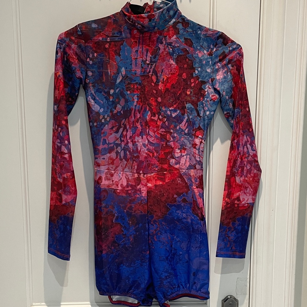 BNWT Alexandra Collection Red and Blue Biketard CB